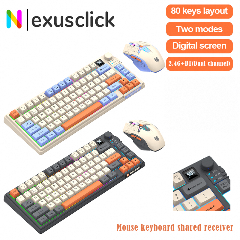 Gaming Accessories Combo - New Dual-Mode 80 Keys Wireless Gaming