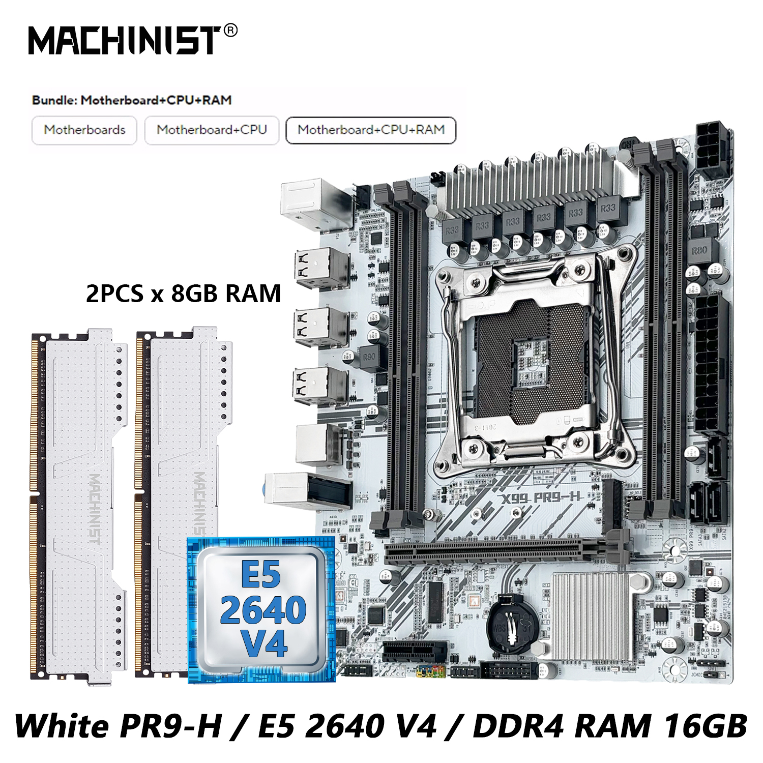 Gaming Accessories Combo - MACHINIST White X99 Motherboard kit set