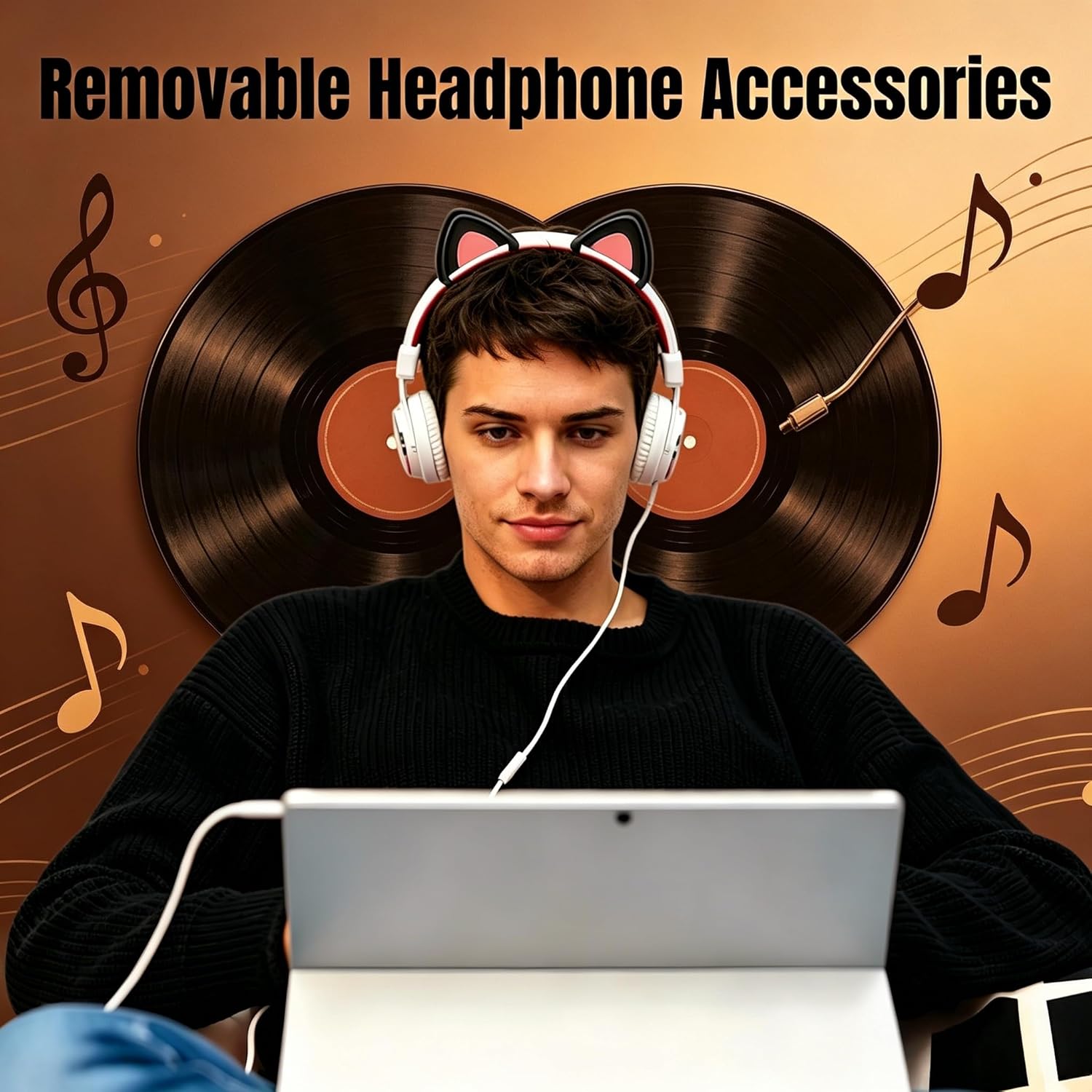 Gaming Accessories Headset - 1Pair Cat Ears Detachable Gaming Headphones