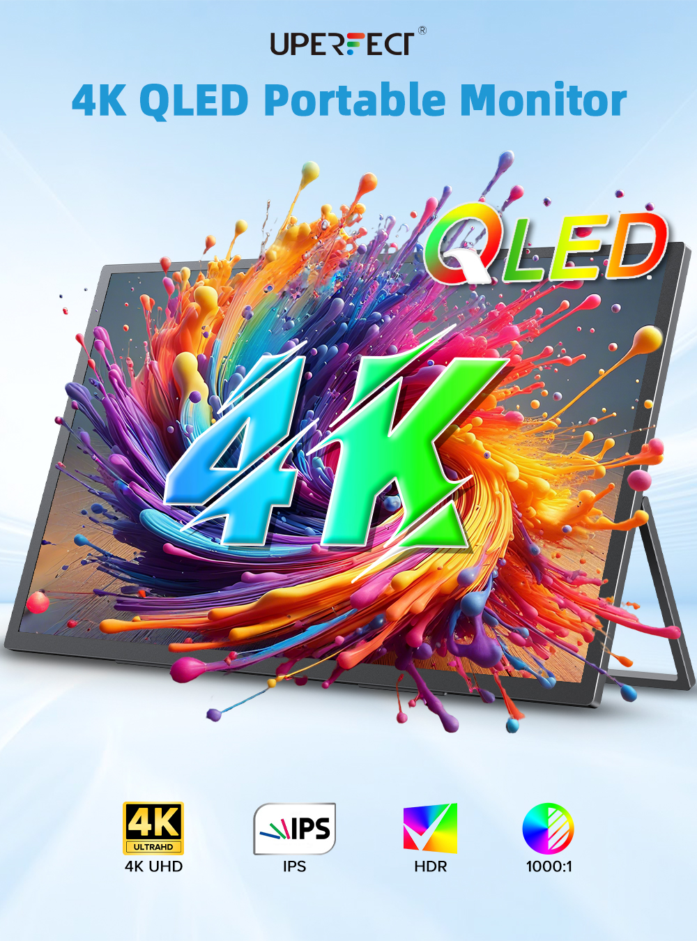 UPERFECT 18.4 inch 4K QLED Por - Monitor 144Hz 27Inch 评论和价格