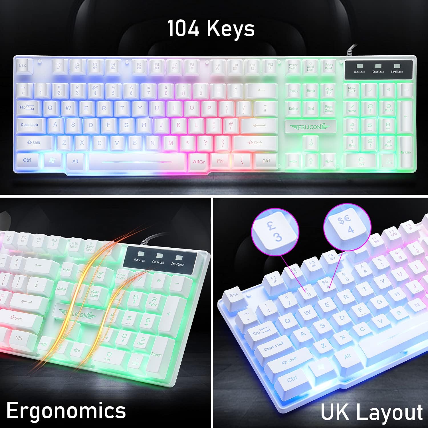 MAMBASNAKE T11 UK 100% Gaming  - Gaming Accessories Combo 评论和价格