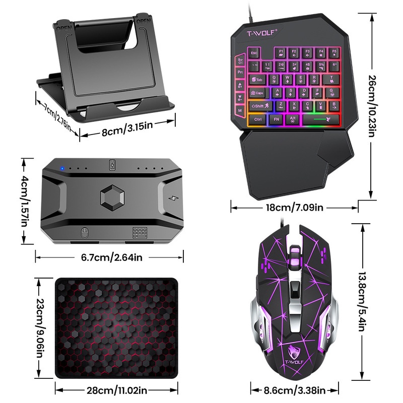 T-Wolf Tf950 5 In 1 One Handed - Gaming Accessories Combo 评论和价格