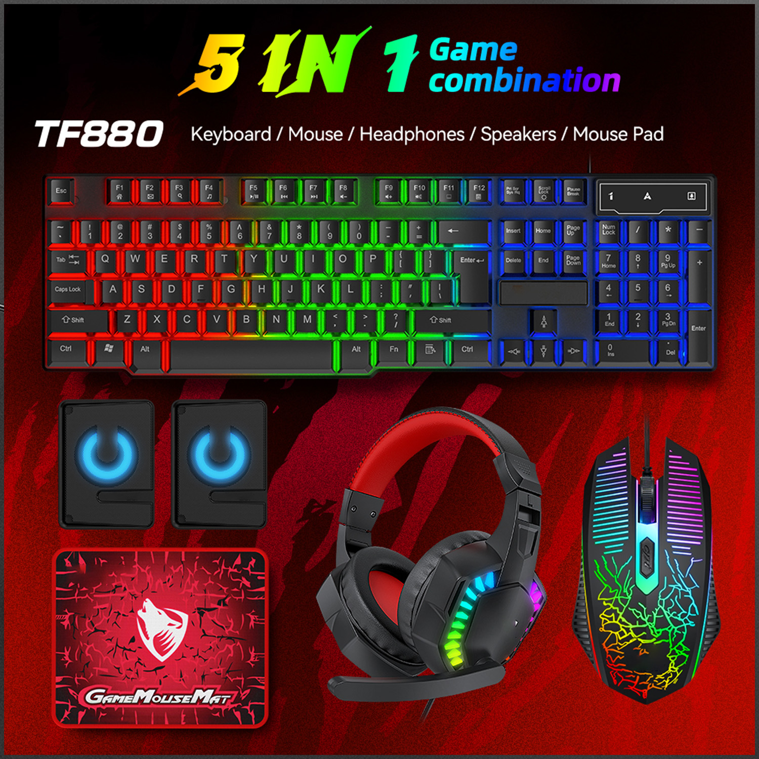 5-in-1 Set Gaming Combo Keyboa - Gaming Accessories Combo 评论和价格